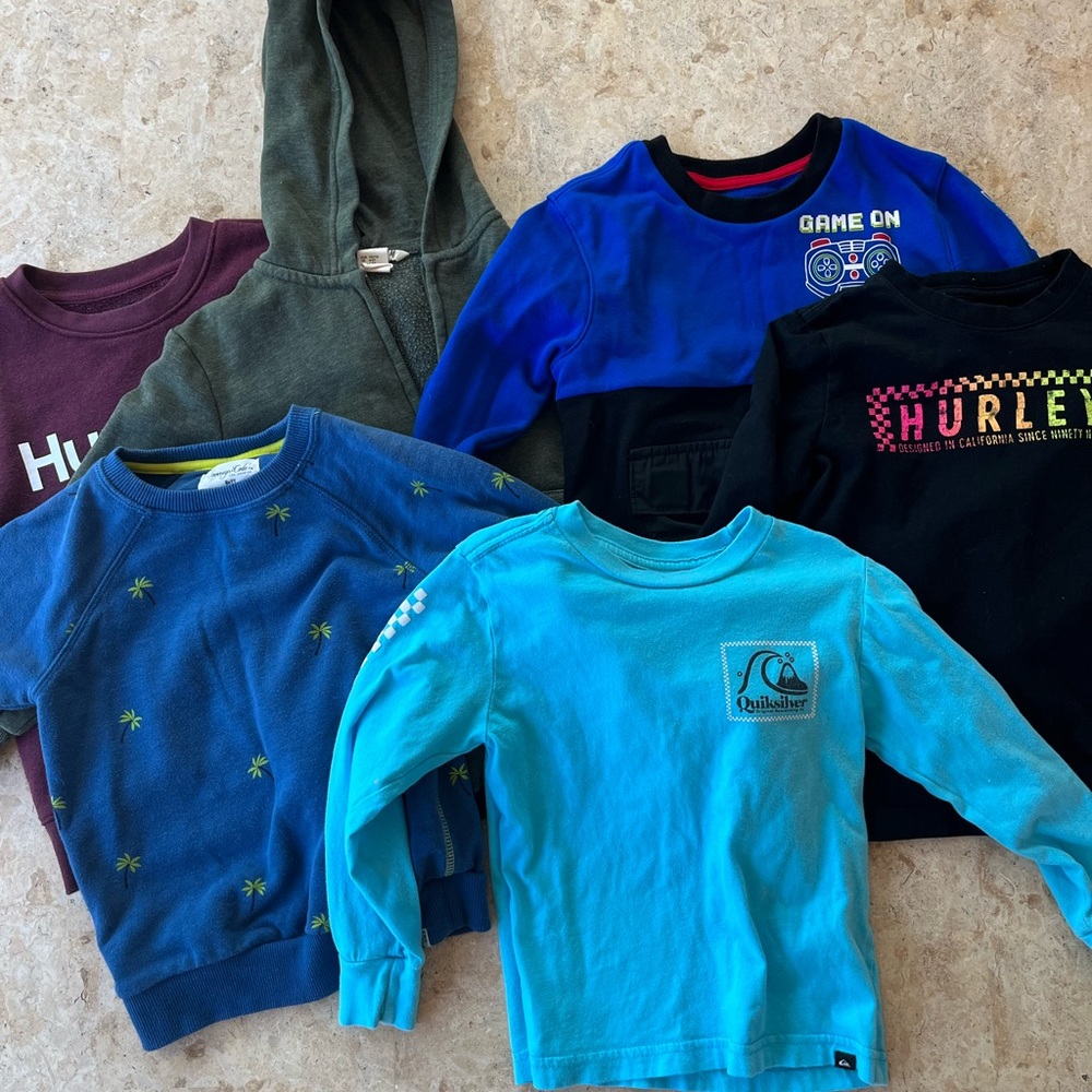 Boys Cold Weather Bundle, sweatpants, long sleeved shirts, sweatshirts- Size 4/5
